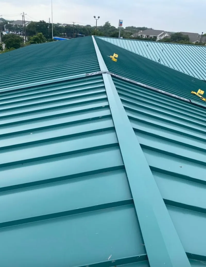 Green commercial metal roof ridge and valley for Metal Roof Repair in Warwick